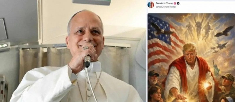 Trump apaga montagem de IA em que ele aparecia como Jesus ap�s cr�ticas ao Papa