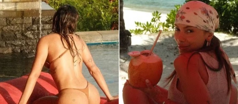 Anitta curte descanso em praia e piscina em novos cliques em ilha no Imen