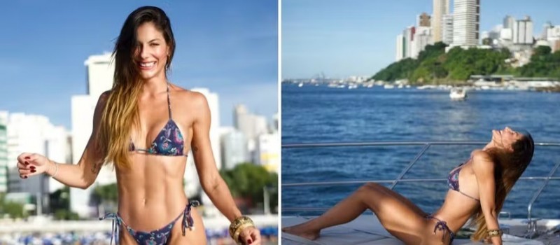 Mari Gonzalez posa de biqu�ni durante passeio de barco em Salvador