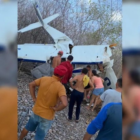 Avi�o de pequeno porte cai na zona rural de Pau dos Ferros e dois ficam feridas
