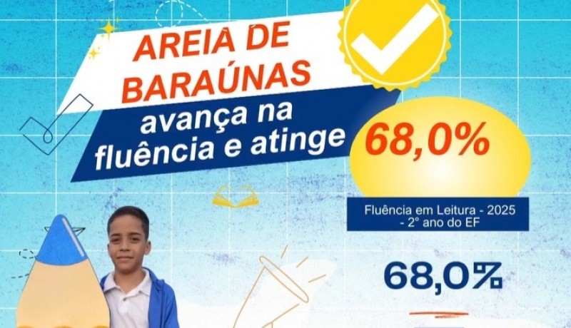 Crian�as do 2� Ano da alfabetiza��o de Areia de Bara�nas atingem 68% de flu�ncia em leitura