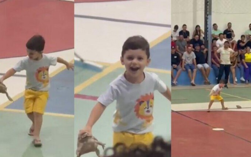 [V�DEO] Garoto da Prata-PB surpreende ao pegar sapo com a m�o e tirar do meio da quadra